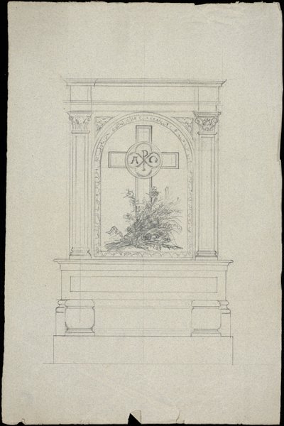 Sketch of Tomb for the Karakehia Family at Père Lachaise Cemetery in Paris by Adolphe Victor Geoffroy Dechaume